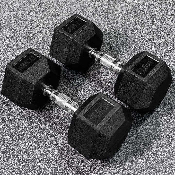 BRIXX 2.5kg - 30kg Hex Dumbbell & 2 Rack Set | 12 Pairs - 390KG Package