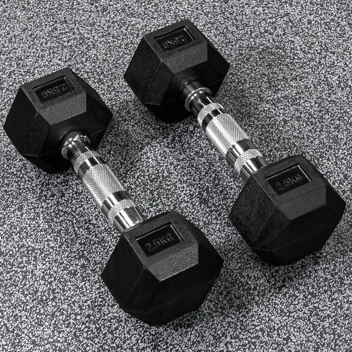 BRIXX 2.5kg - 15kg Hex Dumbbell & Rack Set | 6 Pairs - 105kg Package