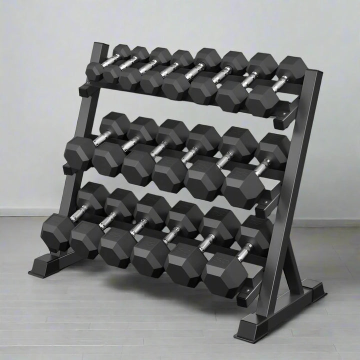 BRIXX 10kg - 30kg Hex Dumbbell & Rack Set | 8 Pairs - 315KG Package - BRIXX FITNESS