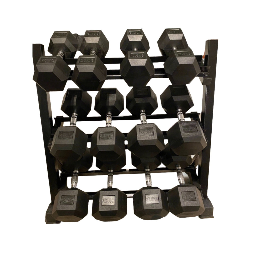 BRIXX 17.5kg - 30kg Hex Dumbbell & Rack Set | 6 Pairs - 285kg Package - BRIXX FITNESS