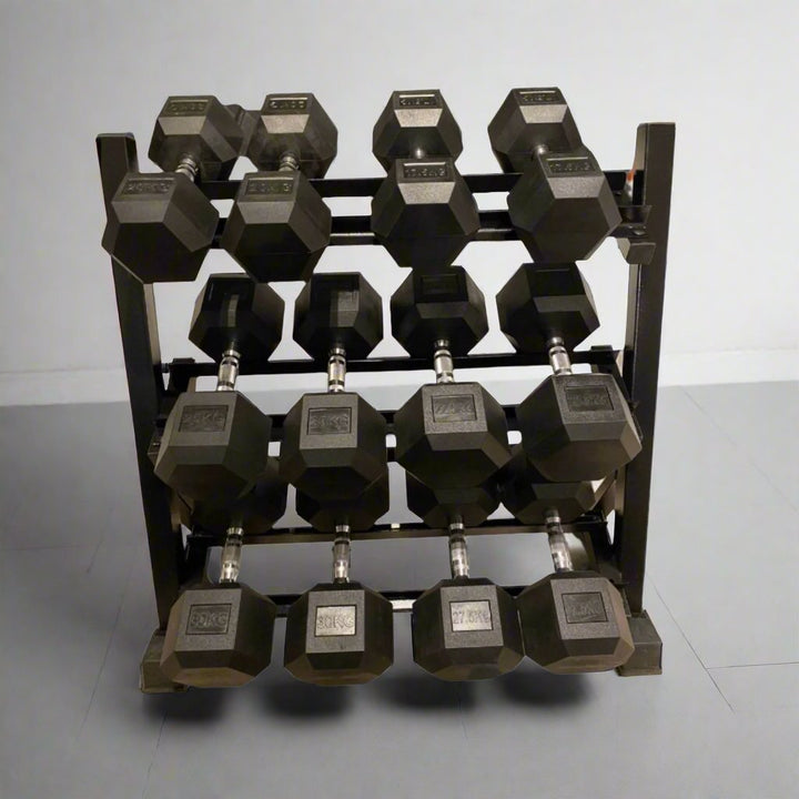 BRIXX 17.5kg - 30kg Hex Dumbbell & Rack Set | 6 Pairs - 285kg Package - BRIXX FITNESS