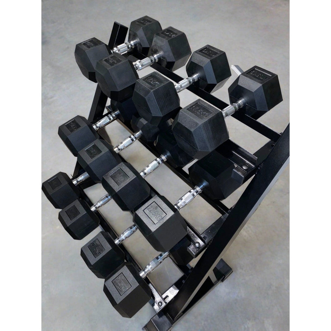 BRIXX 17.5kg - 30kg Hex Dumbbell & Rack Set | 6 Pairs - 285kg Package - BRIXX FITNESS