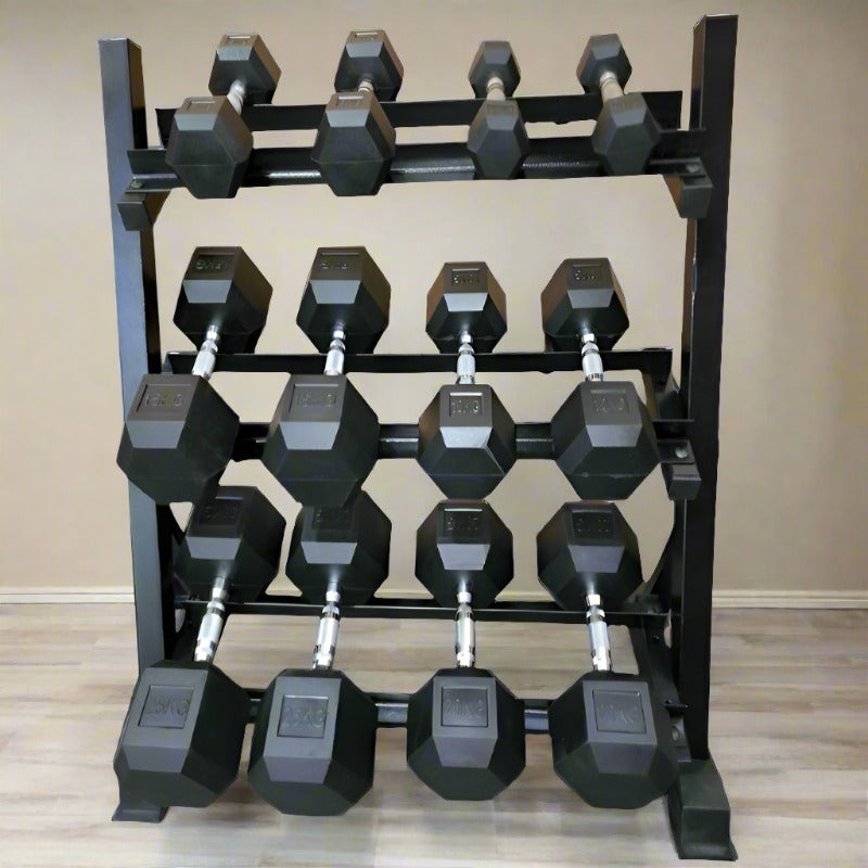 BRIXX 2.5kg - 25kg Hex Dumbbell & Rack Set | 6 Pairs - 155KG Package - BRIXX FITNESS