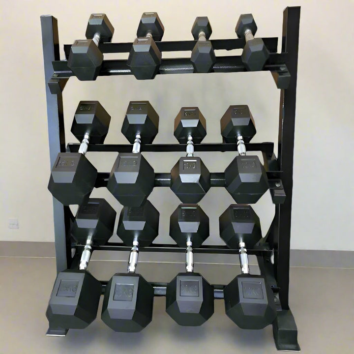 BRIXX 2.5kg - 25kg Hex Dumbbell & Rack Set | 6 Pairs - 155KG Package - BRIXX FITNESS