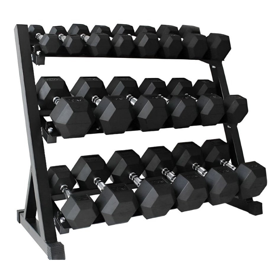 BRIXX 2.5kg - 30kg Hex Dumbbell & 2 Rack Set | 12 Pairs - 390KG Package - BRIXX FITNESS