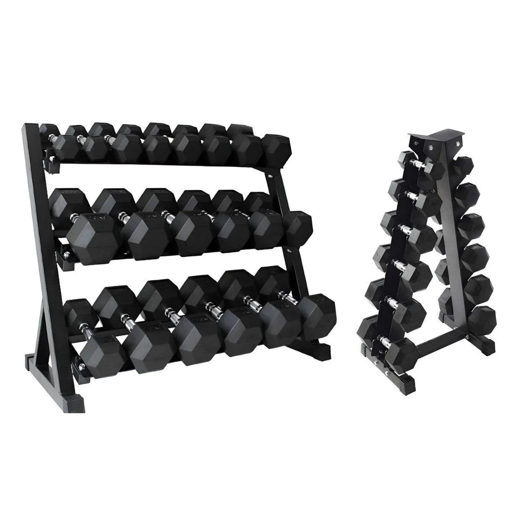 BRIXX 2.5kg - 30kg Hex Dumbbell & 2 Rack Set | 12 Pairs - 390KG Package - BRIXX FITNESS