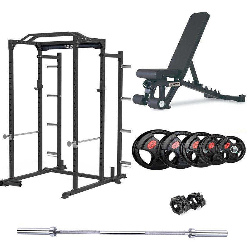 BRIXX Zeus 3000 Power Rack, Bench, Plates & Barbell Package - BRIXX FITNESS