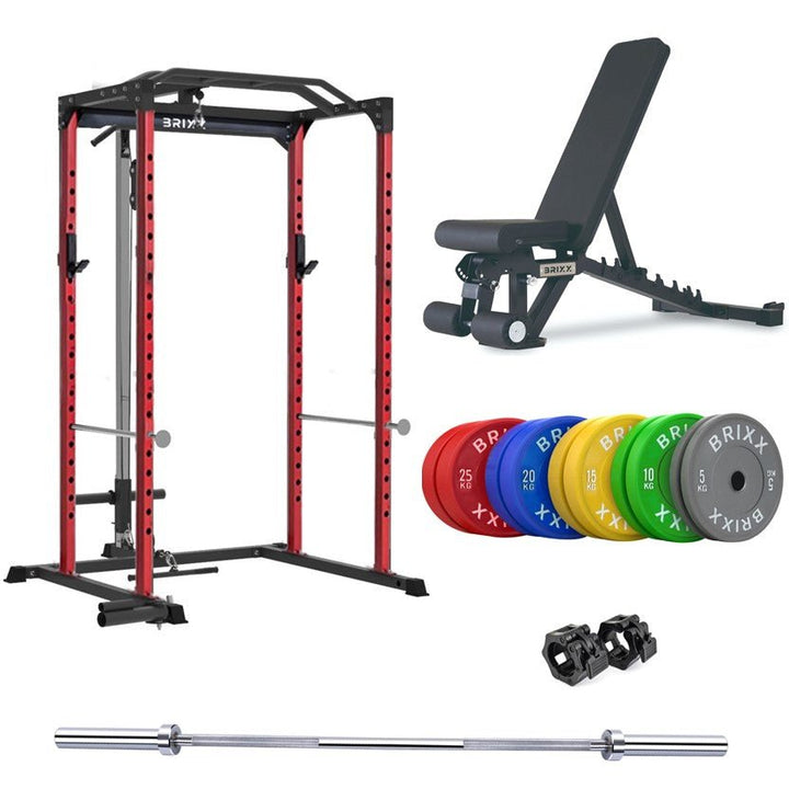 BRIXX Zeus 4000 Power Rack, Bench, Plates & Barbell Package - BRIXX FITNESS