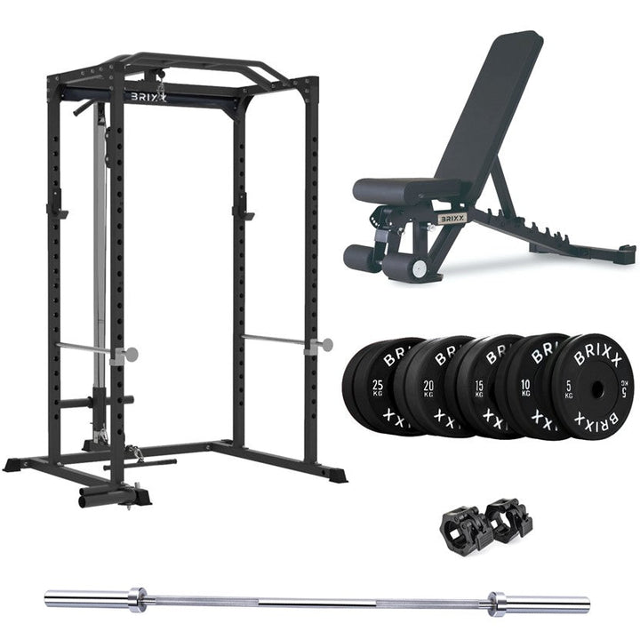 BRIXX Zeus 4000 Power Rack, Bench, Plates & Barbell Package - BRIXX FITNESS