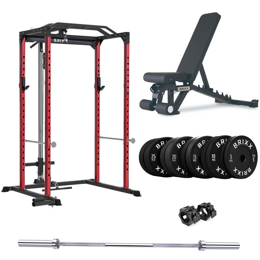 BRIXX Zeus 4000 Power Rack, Bench, Plates & Barbell Package - BRIXX FITNESS