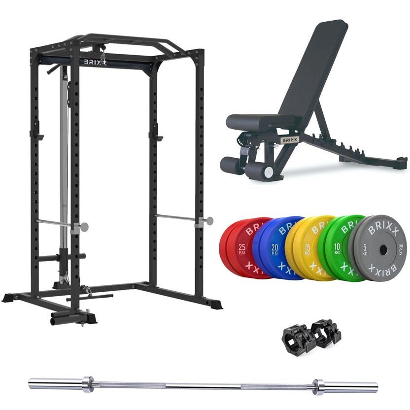 BRIXX Zeus 4000 Power Rack, Bench, Plates & Barbell Package - BRIXX FITNESS