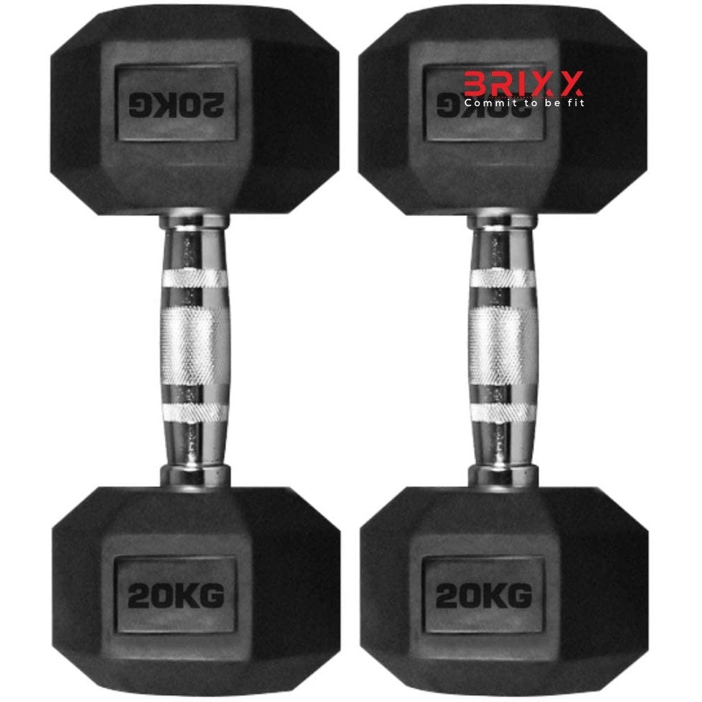 Rubber Hex Dumbbells (sold in pairs) - BRIXX FITNESS