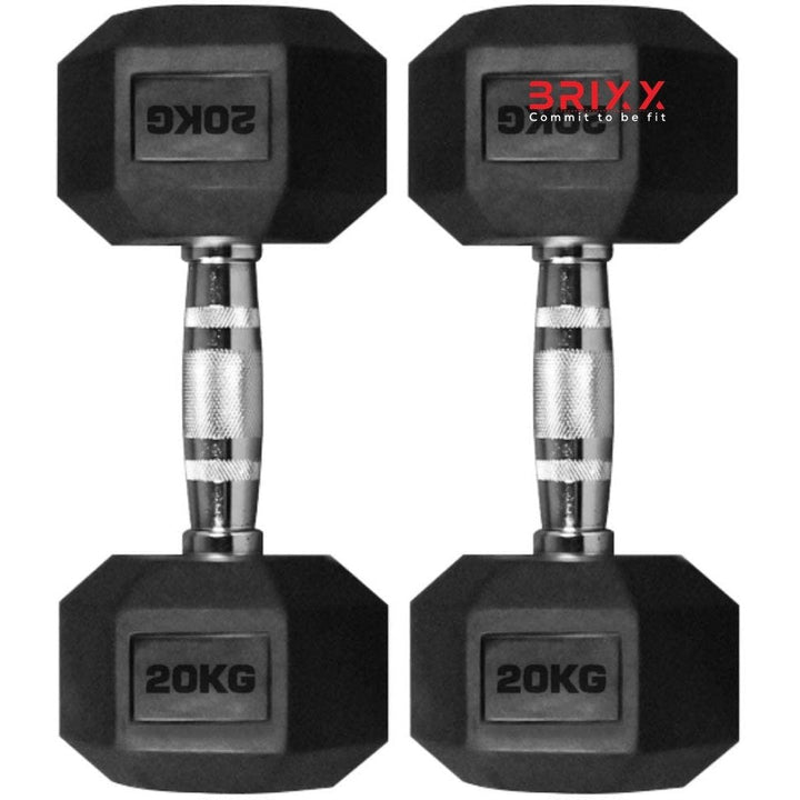 Rubber Hex Dumbbells (sold in pairs) - BRIXX FITNESS