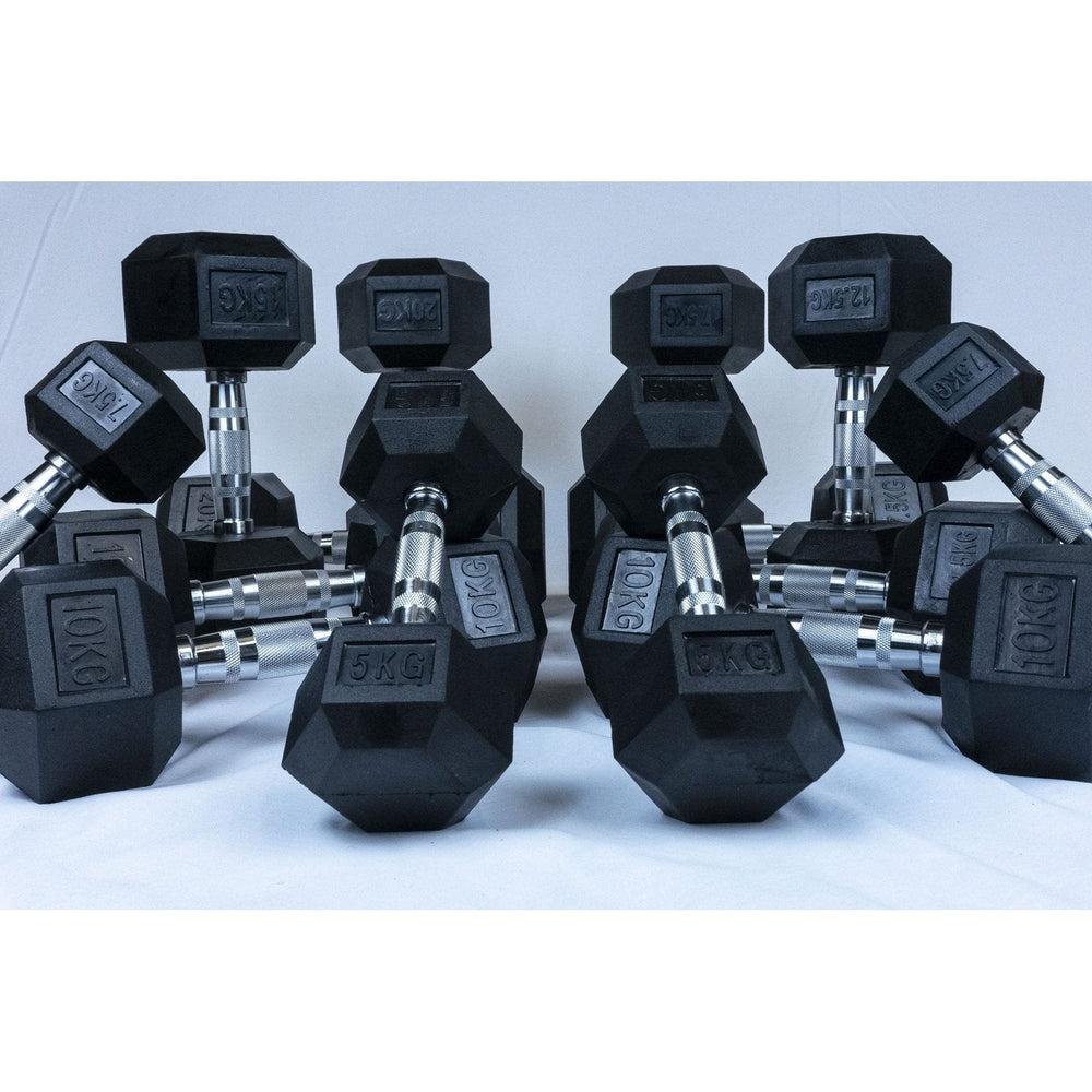 Rubber Hex Dumbbells (sold in pairs) - BRIXX FITNESS